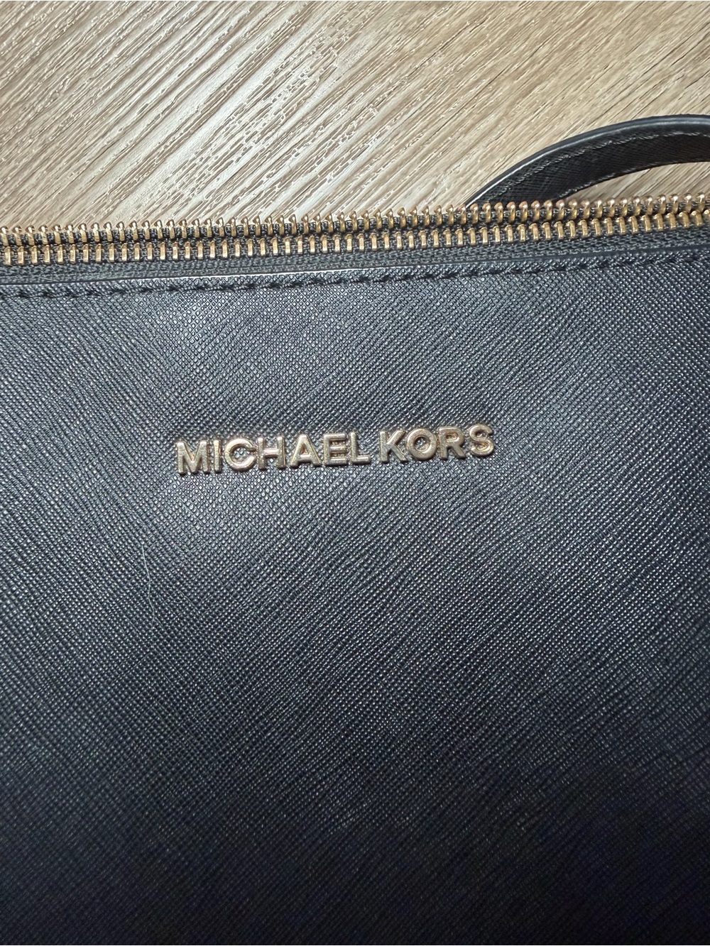 Michael Kors Black Saffiano Leather Shoulder Tote with Gold Hardware - Picture 3 of 8